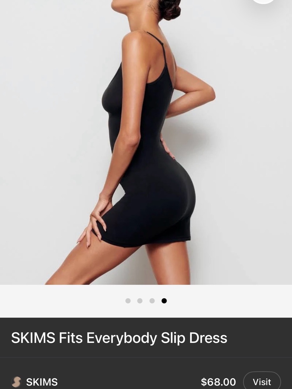 SKIMS Black Slim Slip Mini Dress with Spaghetti Straps - Picture 2 of 4